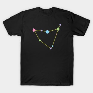 Capricorn Zodiac Constellation in Rainbow Pastels - Black T-Shirt